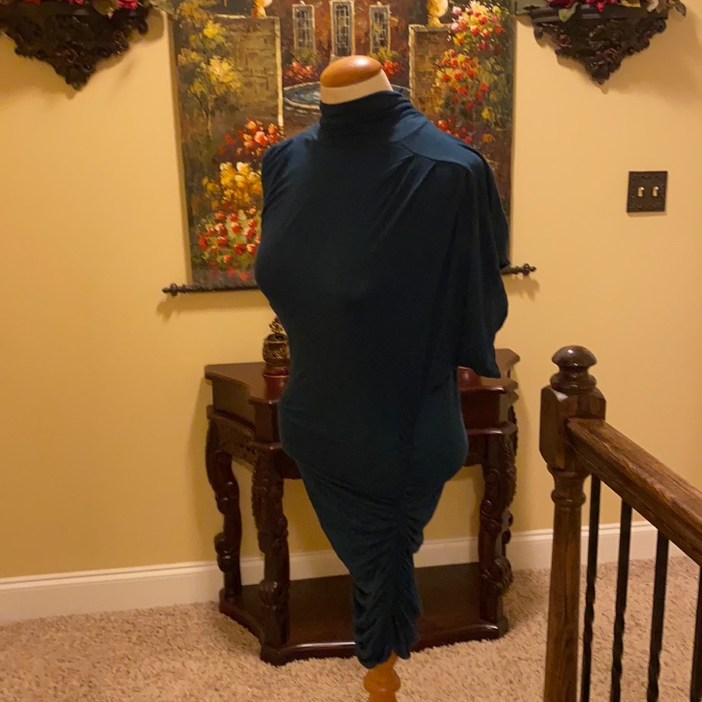 Teal Ruched Turtleneck